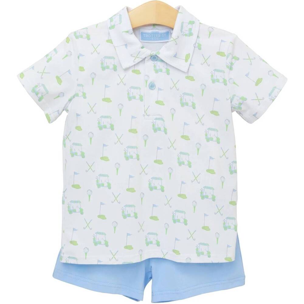 NEW TROTTER STREET KIDS kids caddy club polo short set in blue